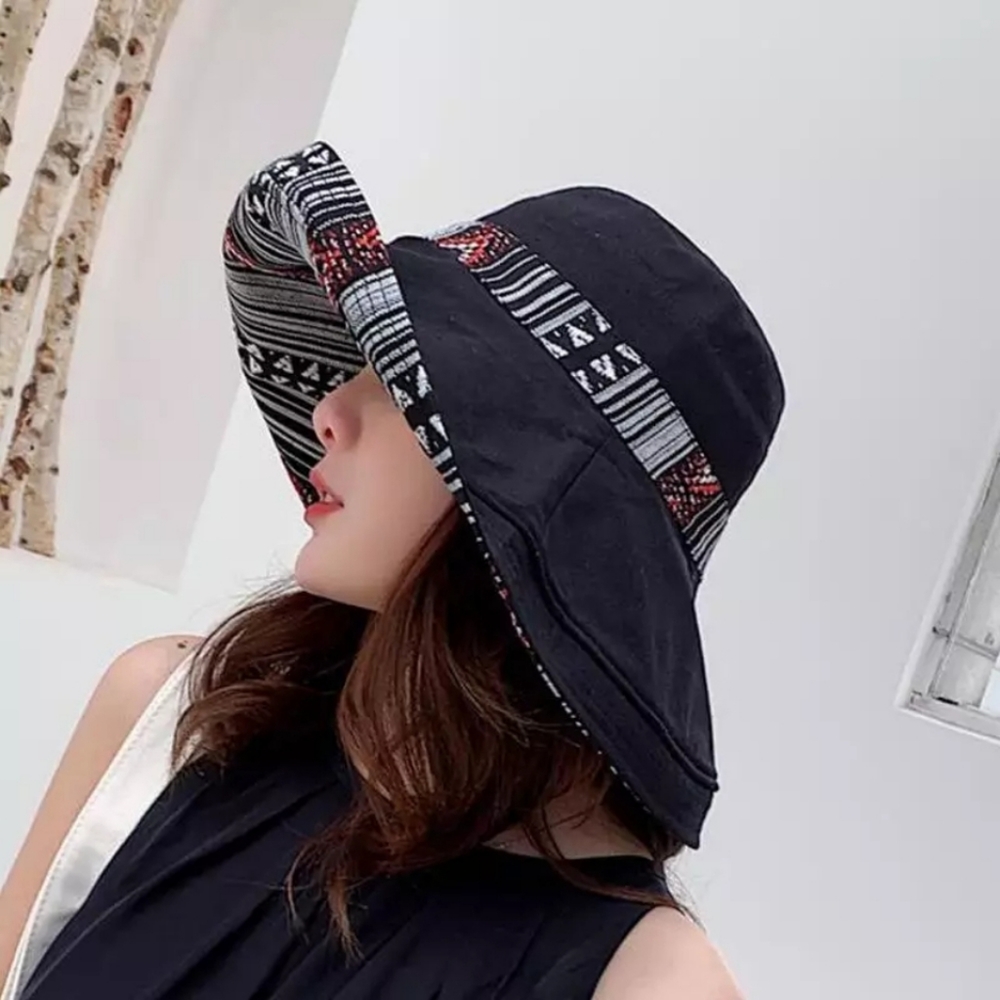 💗LAST ONE💗Black/Patterned Reversible Sun Hat - Picture 5 of 5